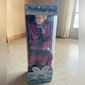 Indulge Porcelain Doll with Pink and Black Dress